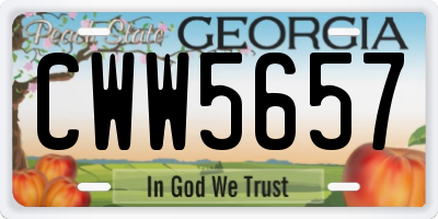 GA license plate CWW5657