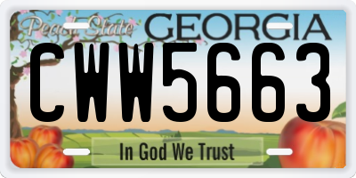 GA license plate CWW5663