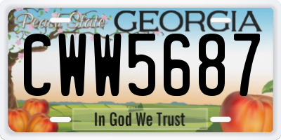 GA license plate CWW5687
