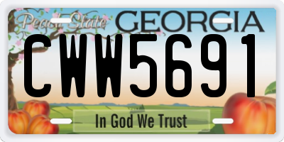 GA license plate CWW5691