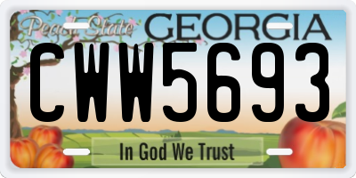 GA license plate CWW5693
