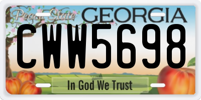 GA license plate CWW5698