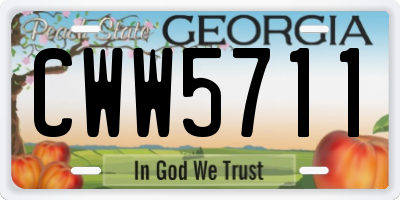 GA license plate CWW5711