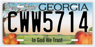 GA license plate CWW5714