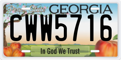 GA license plate CWW5716