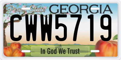 GA license plate CWW5719