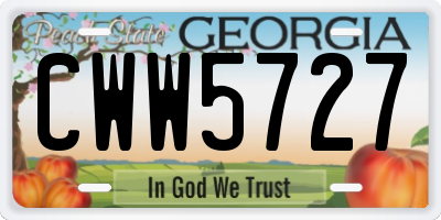 GA license plate CWW5727