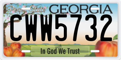 GA license plate CWW5732