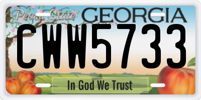 GA license plate CWW5733