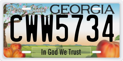 GA license plate CWW5734
