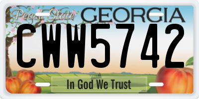 GA license plate CWW5742