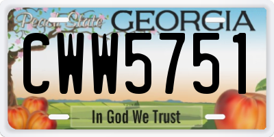 GA license plate CWW5751
