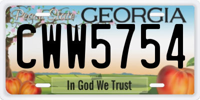 GA license plate CWW5754