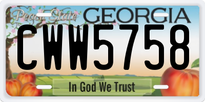 GA license plate CWW5758