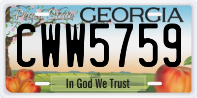 GA license plate CWW5759