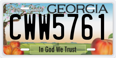 GA license plate CWW5761