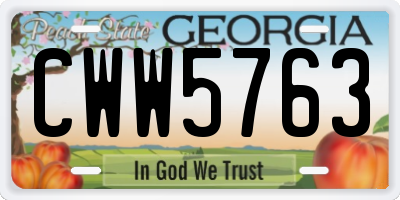 GA license plate CWW5763