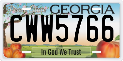 GA license plate CWW5766