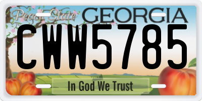 GA license plate CWW5785