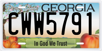 GA license plate CWW5791