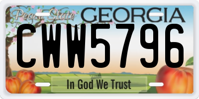 GA license plate CWW5796