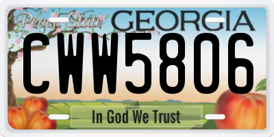 GA license plate CWW5806