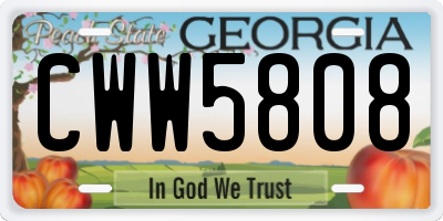 GA license plate CWW5808