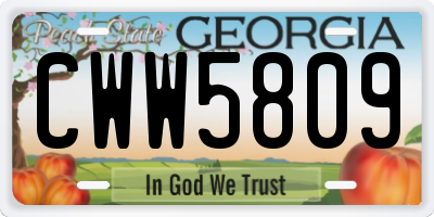 GA license plate CWW5809