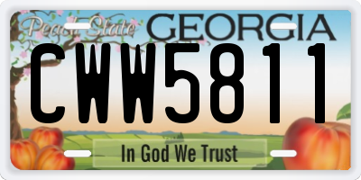 GA license plate CWW5811