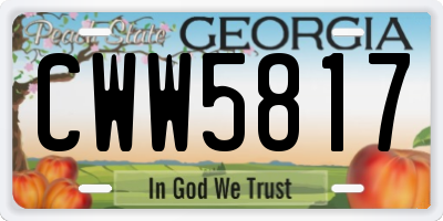 GA license plate CWW5817