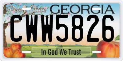 GA license plate CWW5826