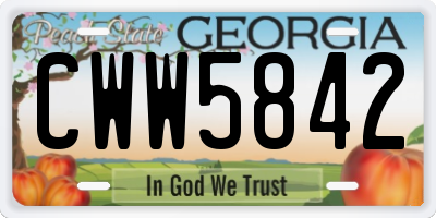 GA license plate CWW5842