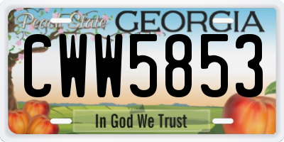 GA license plate CWW5853