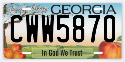 GA license plate CWW5870