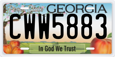 GA license plate CWW5883