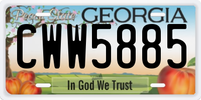 GA license plate CWW5885