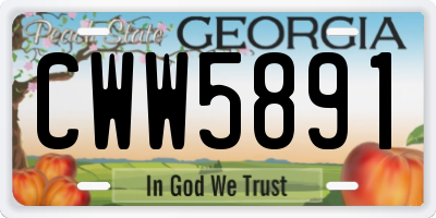 GA license plate CWW5891