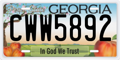 GA license plate CWW5892