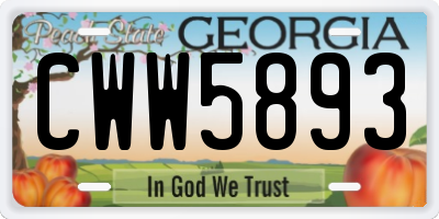 GA license plate CWW5893