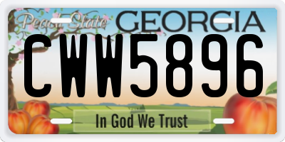 GA license plate CWW5896