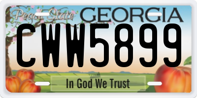 GA license plate CWW5899
