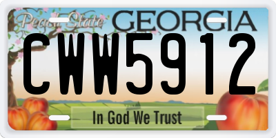 GA license plate CWW5912
