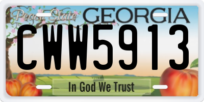 GA license plate CWW5913