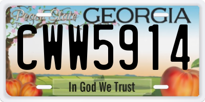 GA license plate CWW5914