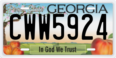 GA license plate CWW5924