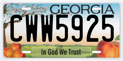 GA license plate CWW5925
