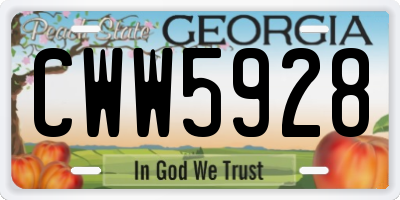 GA license plate CWW5928