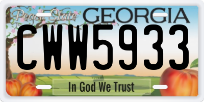 GA license plate CWW5933