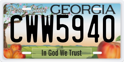 GA license plate CWW5940