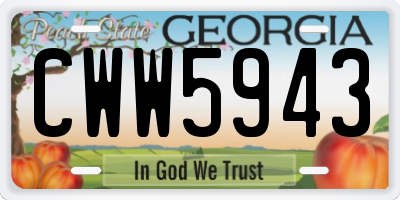 GA license plate CWW5943